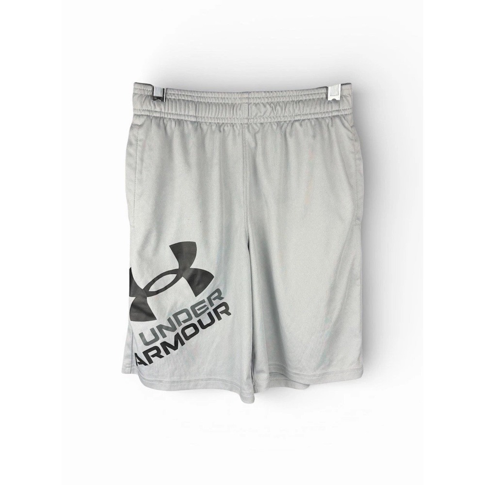 Under Armour Shorts Youth Medium Grey Sports Jersey Drawstring Active Athletic